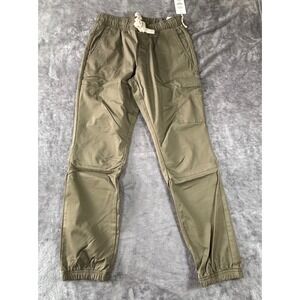 UpWest Mens Cargo Jogger Pants Olive Green Elastic Waist Drawstring Size M NEW